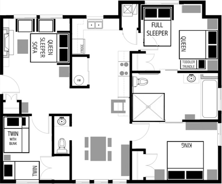 3-bedroom Vacation Rental floor plan